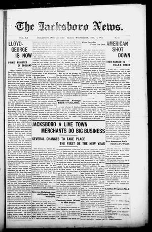 Primary view of object titled 'The Jacksboro News. (Jacksboro, Tex.), Vol. 20, No. 50, Ed. 1 Wednesday, December 13, 1916'.