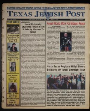 Primary view of object titled 'Texas Jewish Post (Fort Worth, Tex.), Vol. 55, No. 4, Ed. 1 Thursday, January 25, 2001'.