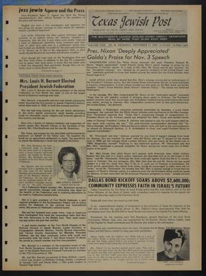 Primary view of object titled 'Texas Jewish Post (Fort Worth, Tex.), Vol. 23, No. 48, Ed. 1 Thursday, November 27, 1969'.