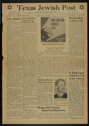 Primary view of object titled 'Texas Jewish Post (Fort Worth, Tex.), Vol. 9, No. 8, Ed. 1 Thursday, February 24, 1955'.