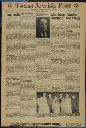 Primary view of object titled 'Texas Jewish Post (Fort Worth, Tex.), Vol. 5, No. 8, Ed. 1 Thursday, April 12, 1951'.