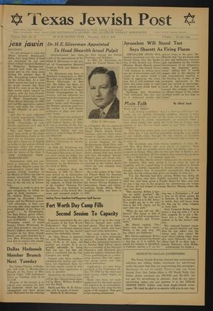 Primary view of object titled 'Texas Jewish Post (Fort Worth, Tex.), Vol. 8, No. 27, Ed. 1 Thursday, July 8, 1954'.