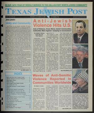 Primary view of object titled 'Texas Jewish Post (Fort Worth, Tex.), Vol. 54, No. 42, Ed. 1 Thursday, October 19, 2000'.