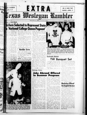 Primary view of object titled 'Texas Wesleyan Rambler (Fort Worth, Tex.), Vol. 43, No. 23, Ed. 1 Tuesday, April 1, 1969'.