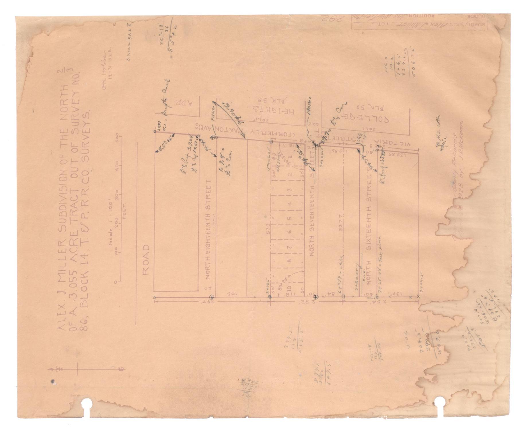 Alex J. Miller Subdivision of the North Two-Thirds of a 3.055 Acre Tract out of Survey Number 86, Block 14, Texas & Pacific Railroad Company Surveys [#3]
                                                
                                                    [Sequence #]: 1 of 2
                                                