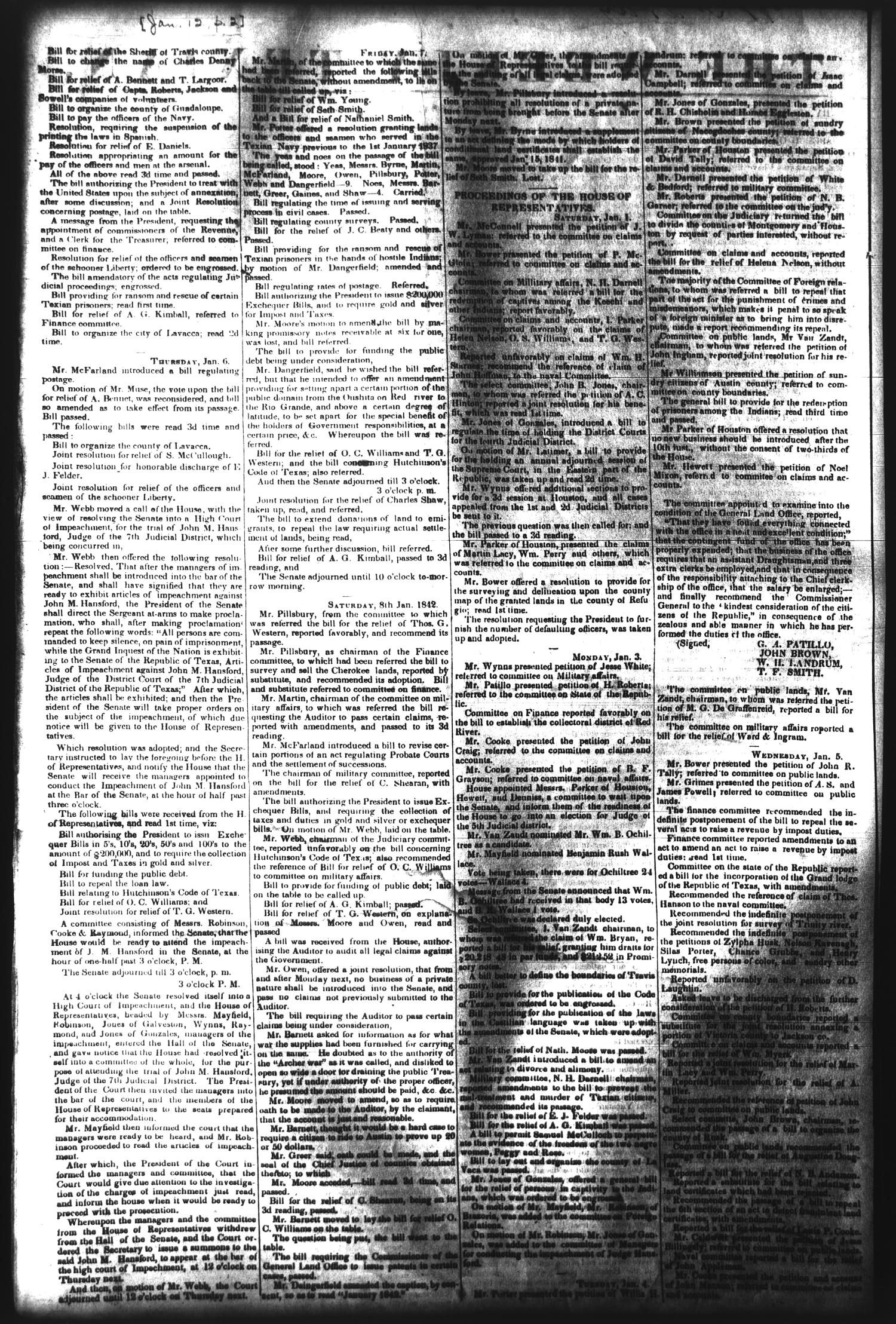 The Weekly Texian (Austin, Tex.), Vol. 1, No. 8, Ed. 1, Wednesday, January 12, 1842
                                                
                                                    [Sequence #]: 2 of 4
                                                