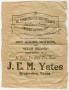 Text: [Two Tissue Paper Advertisements for J. E. M. Yates Dry Goods]