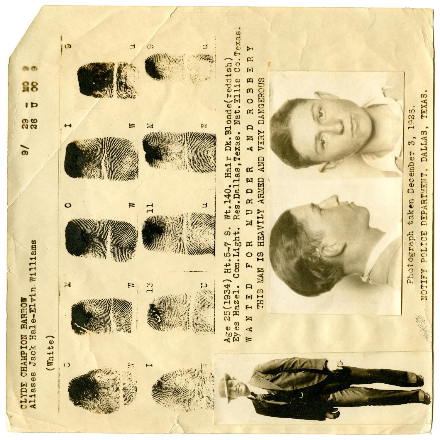 [Clyde Champion Barrow Fingerprint Chart, 1934 - Dallas, Texas Police Department]
                                                
                                                    [Sequence #]: 1 of 2
                                                