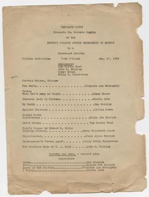 Primary view of object titled '[Program: Broadcast Recital, 1935]'.