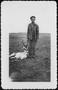 Primary view of [Albert Peyton George with his trophy prong-horn antelope from a hunt]