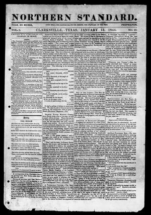 Primary view of object titled 'The Northern Standard. (Clarksville, Tex.), Vol. 2, No. 10, Ed. 1, Saturday, January 13, 1844'.