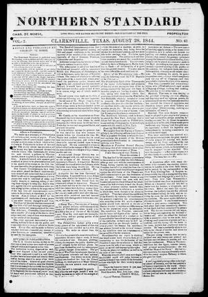 Primary view of object titled 'The Northern Standard. (Clarksville, Tex.), Vol. 2, No. 43, Ed. 1, Wednesday, August 28, 1844'.