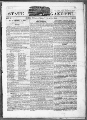 Primary view of object titled 'Texas State Gazette. (Austin, Tex.), Vol. 1, No. 28, Ed. 1, Saturday, March 2, 1850'.
