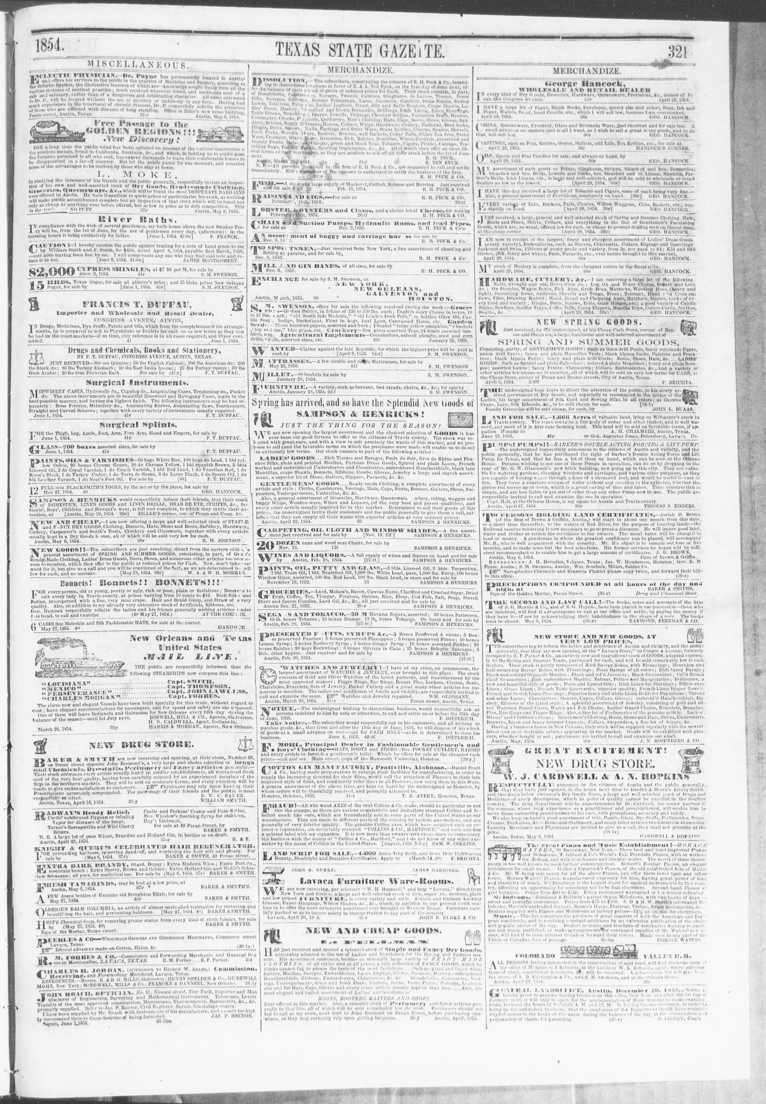 Texas State Gazette. (Austin, Tex.), Vol. 5, No. 44, Ed. 1, Saturday, June 24, 1854
                                                
                                                    [Sequence #]: 7 of 8
                                                