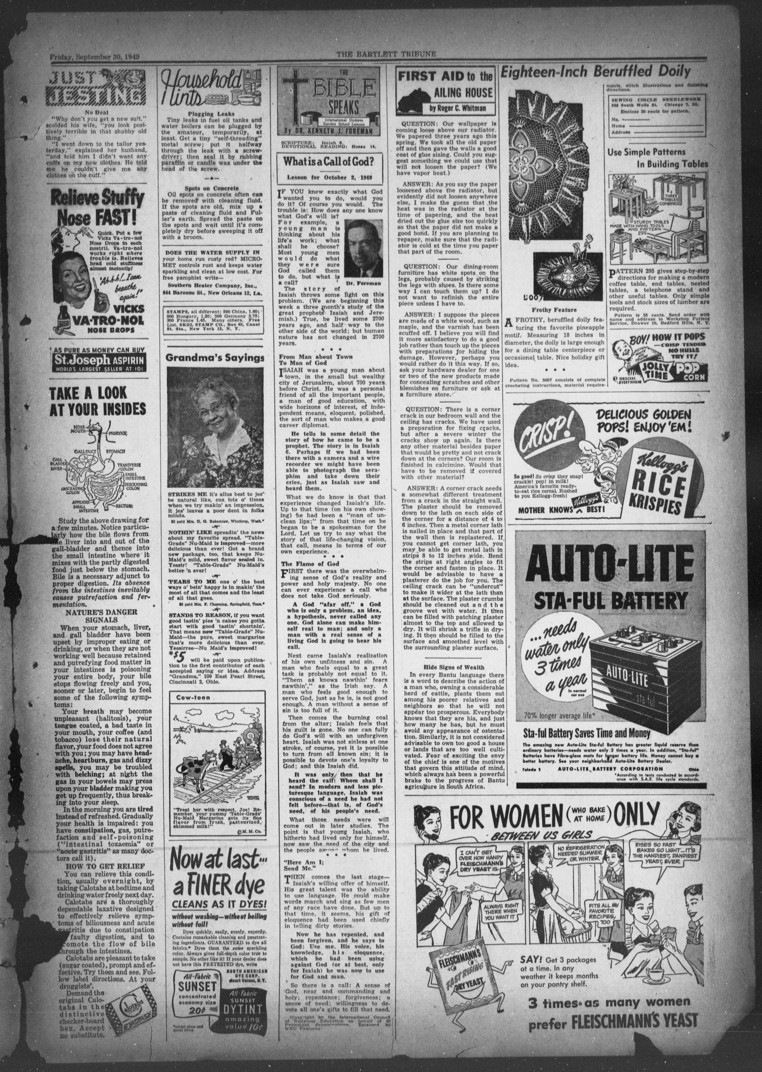 The Bartlett Tribune and News (Bartlett, Tex.), Vol. 62, No. 47, Ed. 1, Friday, September 30, 1949
                                                
                                                    [Sequence #]: 7 of 8
                                                