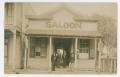 Thumbnail image of item number 1 in: '[Postcard of Men on Saloon Steps]'.