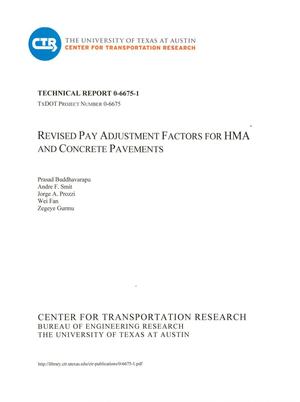 Primary view of object titled 'Revised Pay Adjustments Factors for HMA and Concrete Pavements'.