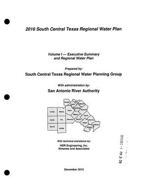 Primary view of object titled 'Regional Water Plan: Region L (South Central Texas), 2016, Volume 1. Executive Summary and Regional Water Plan'.