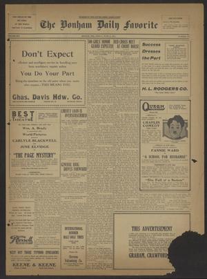 Primary view of object titled 'The Bonham Daily Favorite (Bonham, Tex.), Vol. 19, No. 272, Ed. 1 Friday, June 15, 1917'.