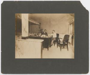 Primary view of object titled '[Morris Hirschfield and Ralph A. Bickler at Austin National Bank]'.