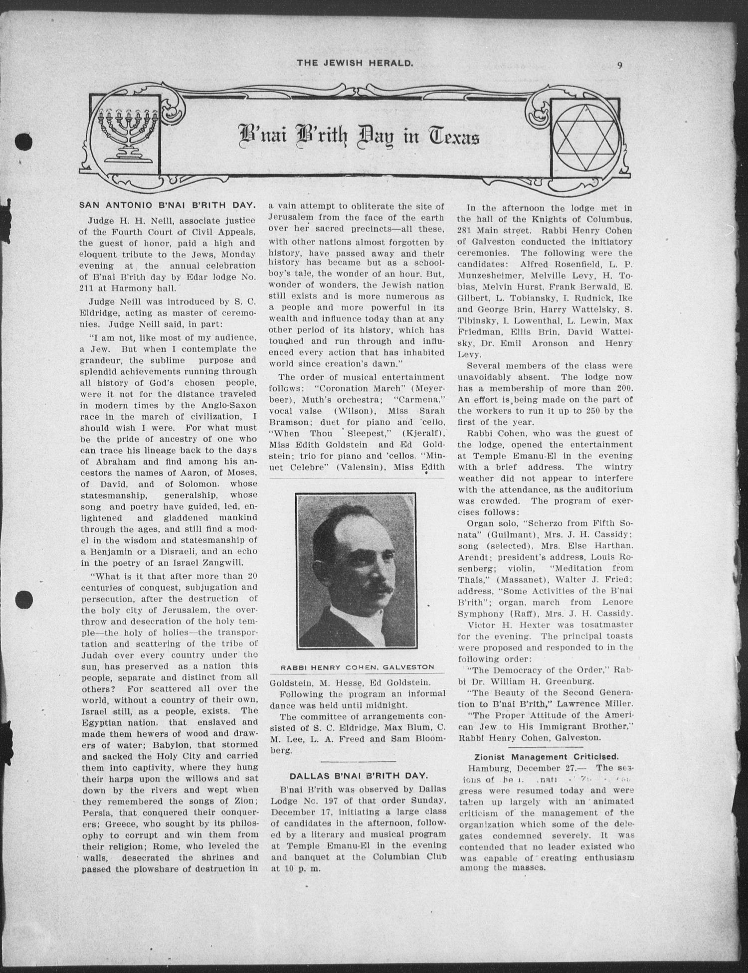 The Jewish Herald (Houston, Tex.), Vol. 2, No. 15, Ed. 1, Thursday, December 30, 1909
                                                
                                                    [Sequence #]: 11 of 28
                                                