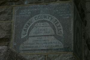 Primary view of object titled 'Lamar County Courthouse  1896 Cornerstone'.