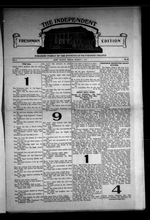 Primary view of object titled 'The Independent (Fort Worth, Tex.), Vol. 2, No. 26, Ed. 1 Saturday, March 4, 1911'.