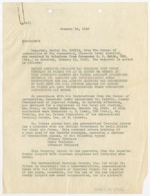 Primary view of object titled '[Memorandum from Plosser-Prince Air Academy, January 12, 1942]'.