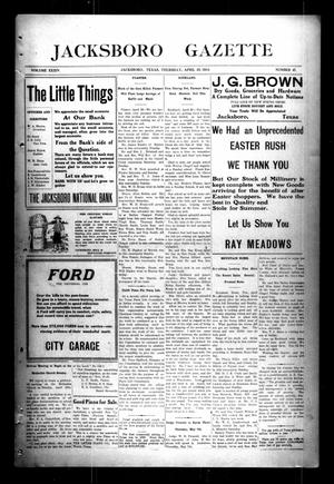Primary view of object titled 'Jacksboro Gazette (Jacksboro, Tex.), Vol. 34, No. 47, Ed. 1 Thursday, April 23, 1914'.