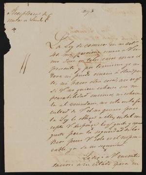Primary view of object titled '[Letter from Agustin Soto to the Laredo Justice of the Peace, August 28, 1841]'.