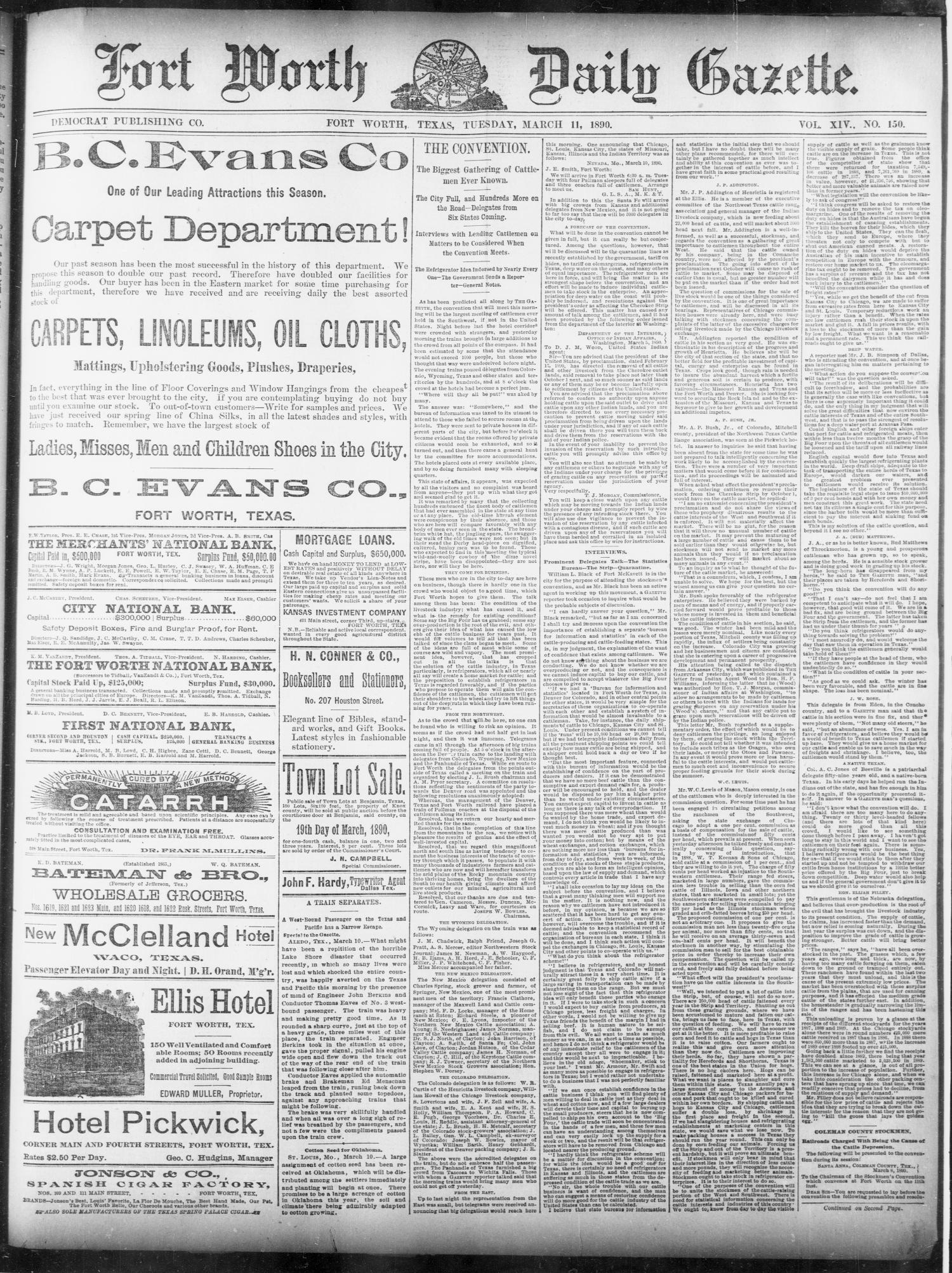Fort Worth Daily Gazette. (Fort Worth, Tex.), Vol. 14, No. 150, Ed. 1, Tuesday, March 11, 1890
                                                
                                                    [Sequence #]: 1 of 8
                                                