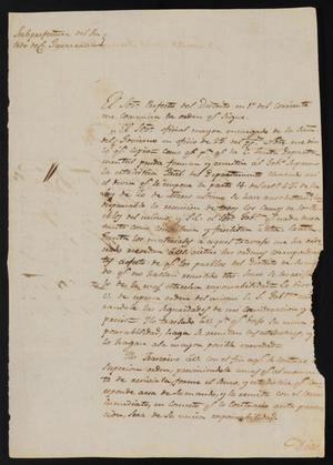 Primary view of object titled '[Correspondence between José Antonio Flores and the Laredo Justice of the Peace, December 9, 1837]'.
