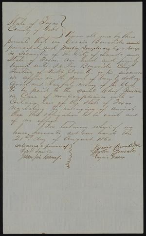 Primary view of object titled '[$20 Bond Against Sesario Benavides]'.