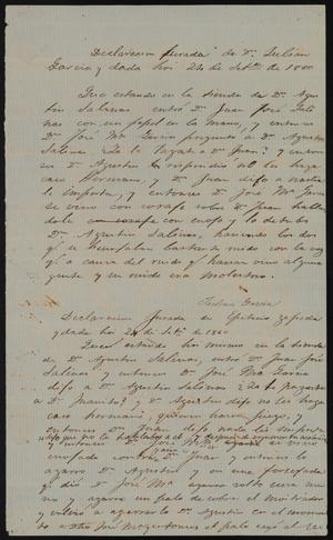 Primary view of object titled '[Sworn Statements Against Agustín and Juan Salinas]'.