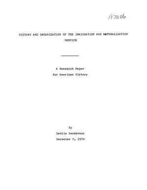 Primary view of object titled 'History and Organization of the Immigration and Naturalization Service'.