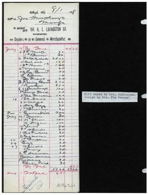 Primary view of object titled 'Bill from R.L. Livingston & Co. General Store'.