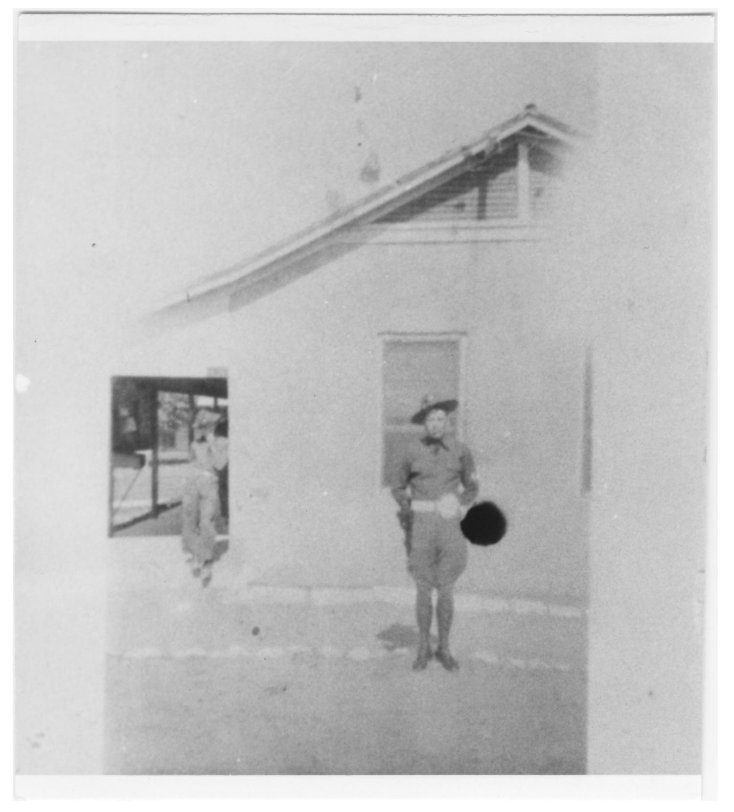 Alton Ashcraft in Front of Barrack
                                                
                                                    [Sequence #]: 1 of 2
                                                