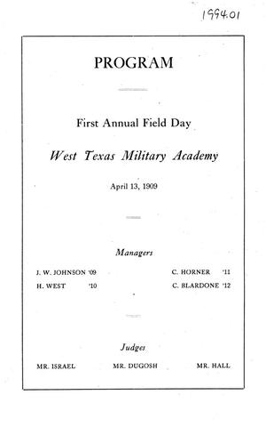 Primary view of object titled '[Program of First Annual Field Day, West Texas Military Academy, 1909]'.