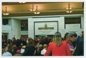 Primary view of object titled '[People Meeting in the United States Capitol Visitor Center]'.