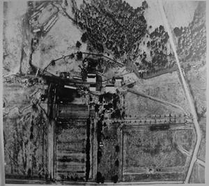 Primary view of object titled '[Aerial photograph taken directly over the top of George Ranch]'.