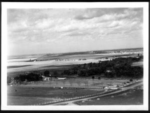 Primary view of object titled '[Aerial photograph of the George Ranch site next to the highway]'.
