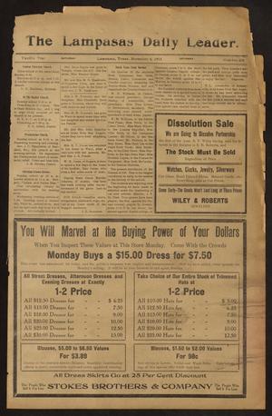 Primary view of object titled 'The Lampasas Daily Leader. (Lampasas, Tex.), Vol. 12, No. 210, Ed. 1 Saturday, November 6, 1915'.