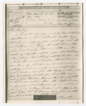 Primary view of object titled '[Letter from Captain Merrill Smith to his wife - December 19, 1943]'.