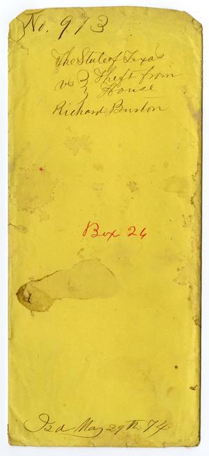 Primary view of object titled 'Documents pertaining to the case of The State of Texas vs. Richard Burton, cause no. 973, 1874'.