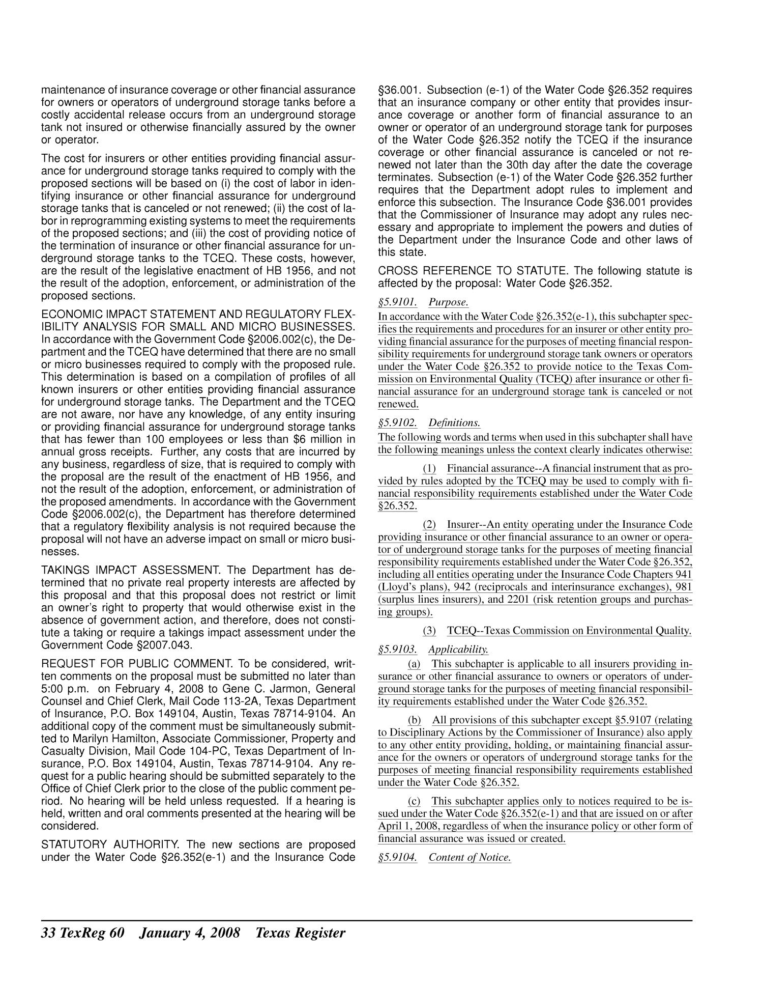 Texas Register, Volume 33, Number 1, Pages 1-358, January 4, 2008
                                                
                                                    60
                                                