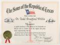 Primary view of [Certificate for Membership to the Sons of the Republic of Texas]