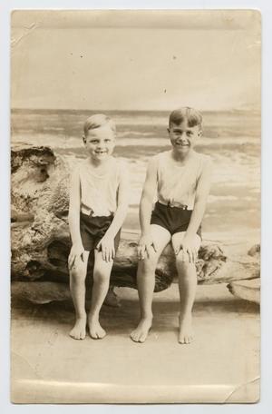 Primary view of object titled '[Postcard Picturing Jimmy and Mert Colgin, 1923]'.