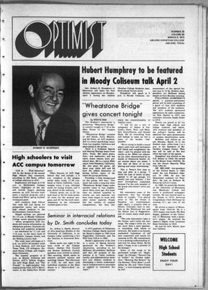 Primary view of object titled 'The Optimist (Abilene, Tex.), Vol. 60, No. 20, Ed. 1, Friday, March 9, 1973'.