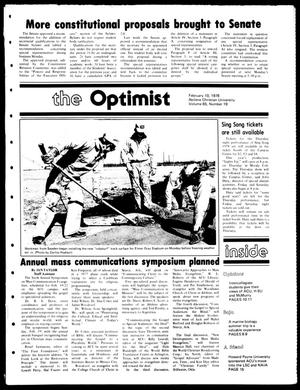 Primary view of object titled 'The Optimist (Abilene, Tex.), Vol. 65, No. 19, Ed. 1, Friday, February 10, 1978'.