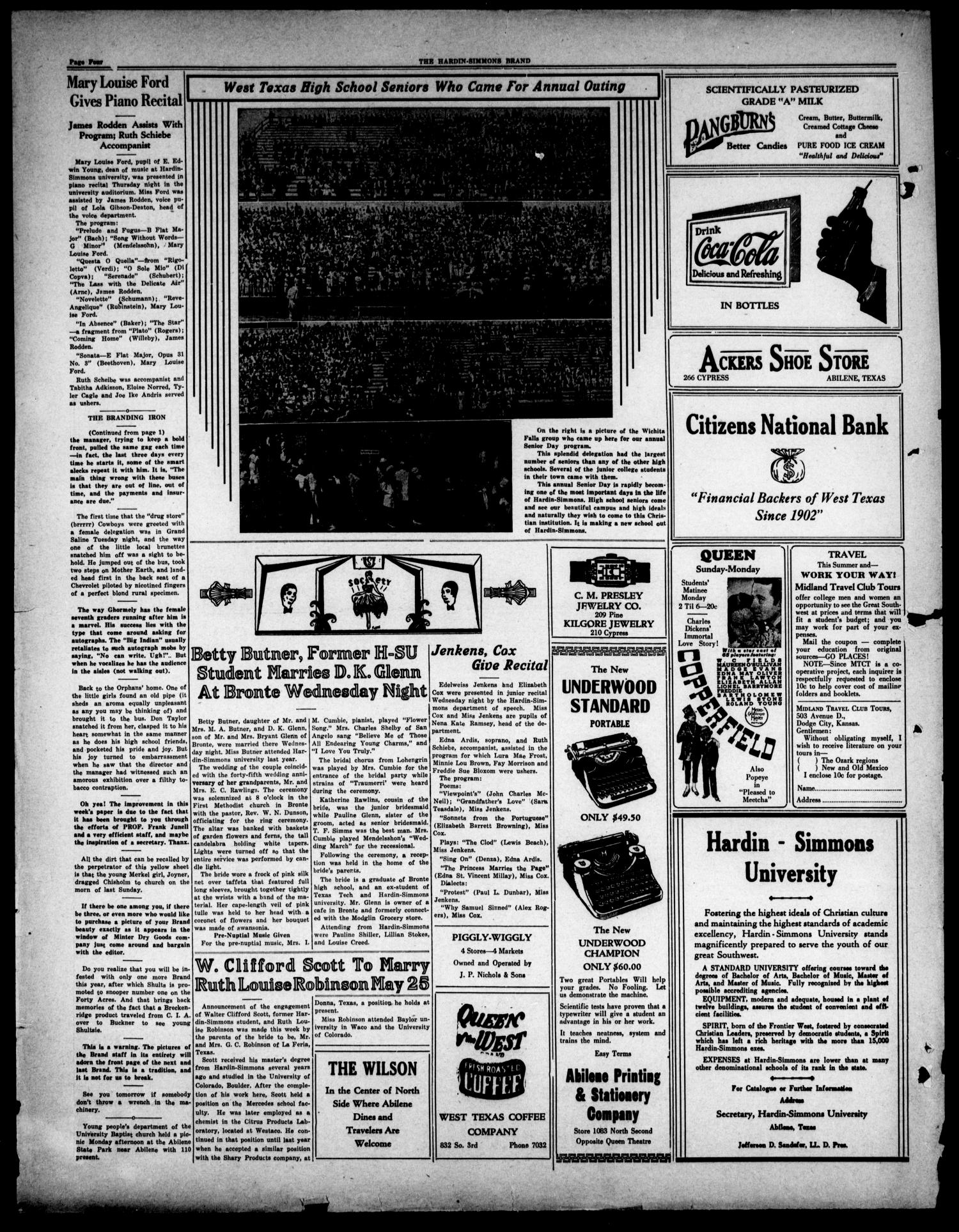 The Brand (Abilene, Tex.), Vol. 19, No. 29, Ed. 1, Saturday, May 18, 1935
                                                
                                                    [Sequence #]: 4 of 4
                                                
